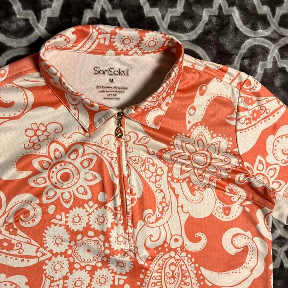 San Soleil Vented 1/4 Zip Collar Women's Medium Long Sleeve Stretch UPF 50 Golf - Picture 2 of 9